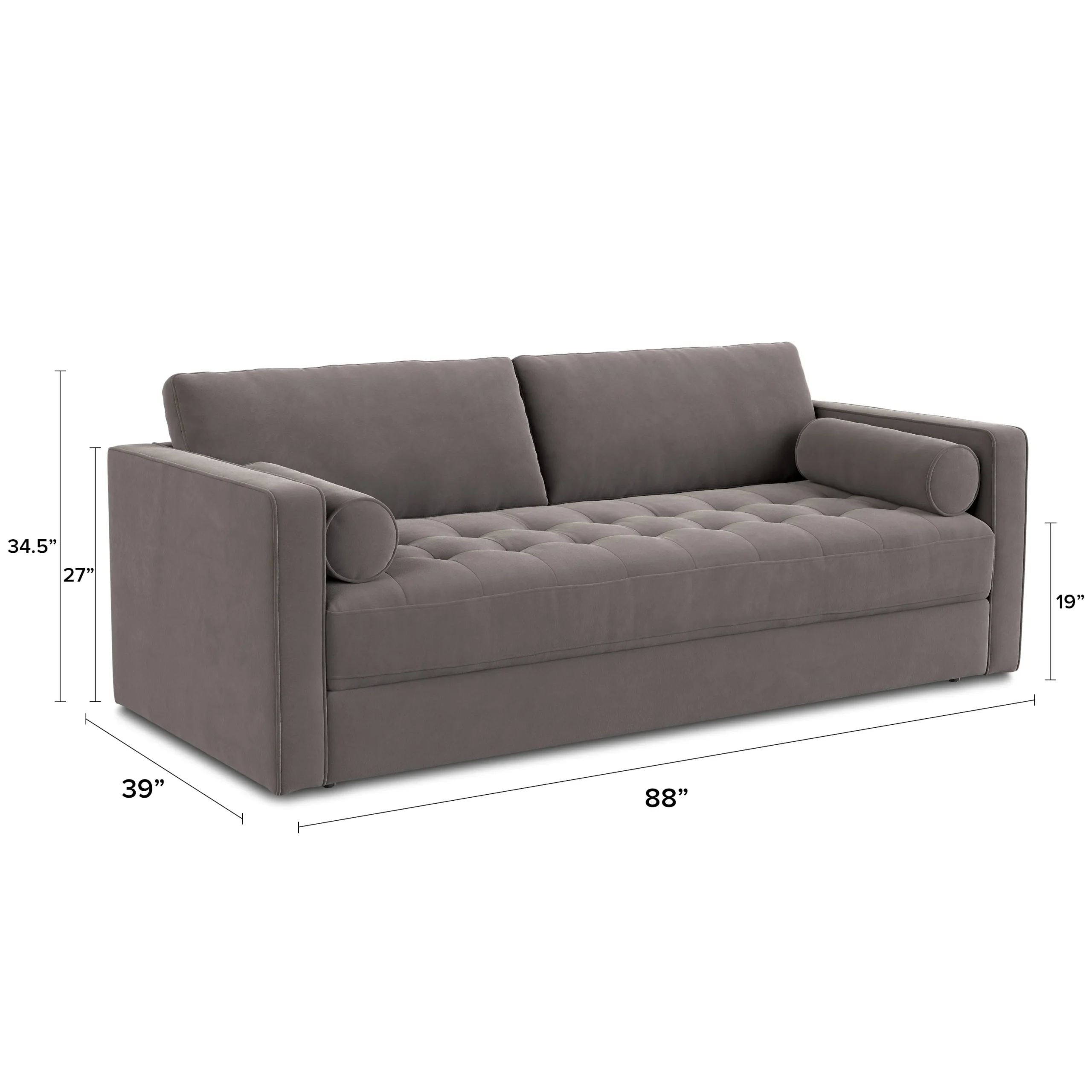 Sven 88_ Tufted Velvet Sofa Bed - Hale Warm Gray - Image 9