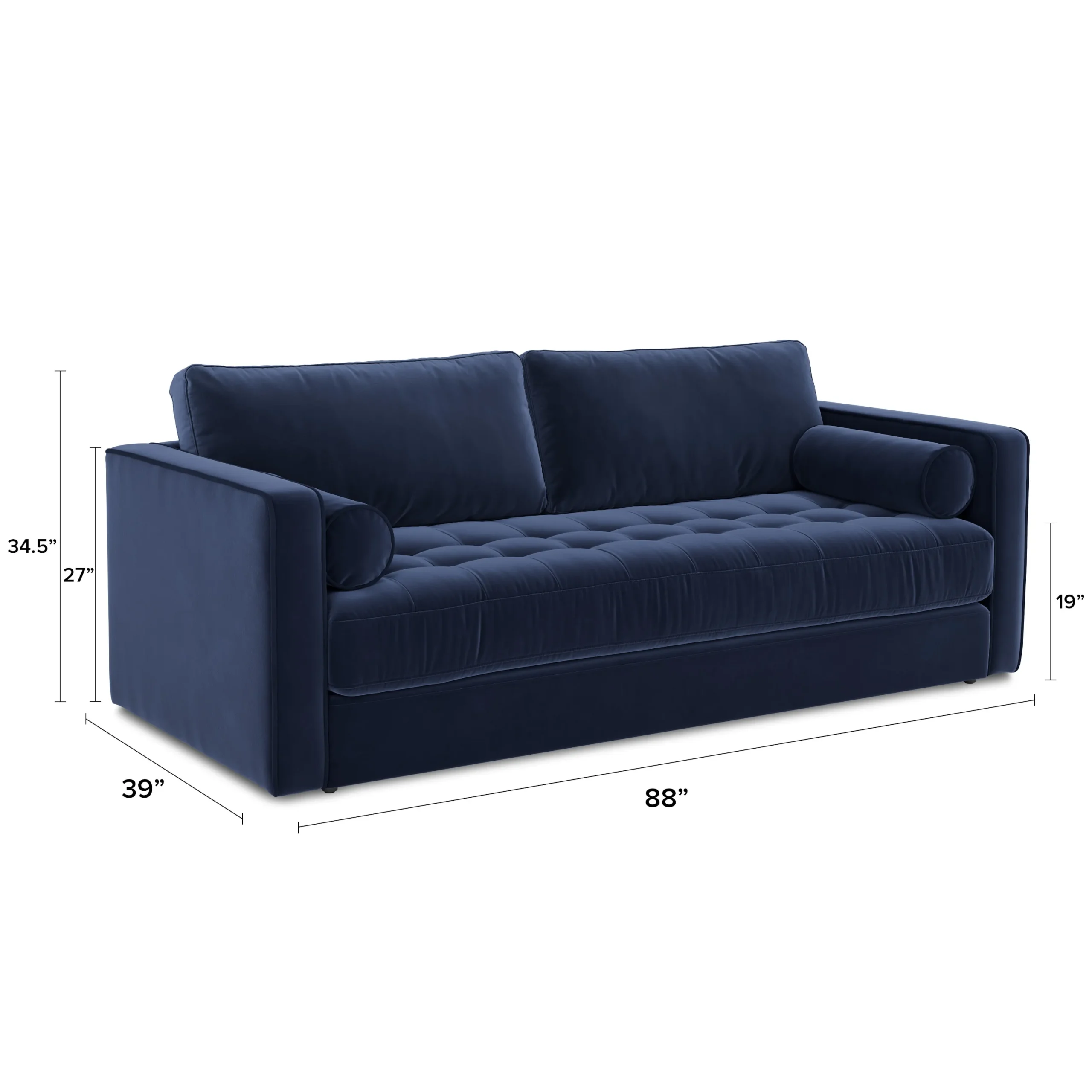 Sven 88_ Tufted Velvet Sofa Bed - Plush Cascadia Blue - Image 7