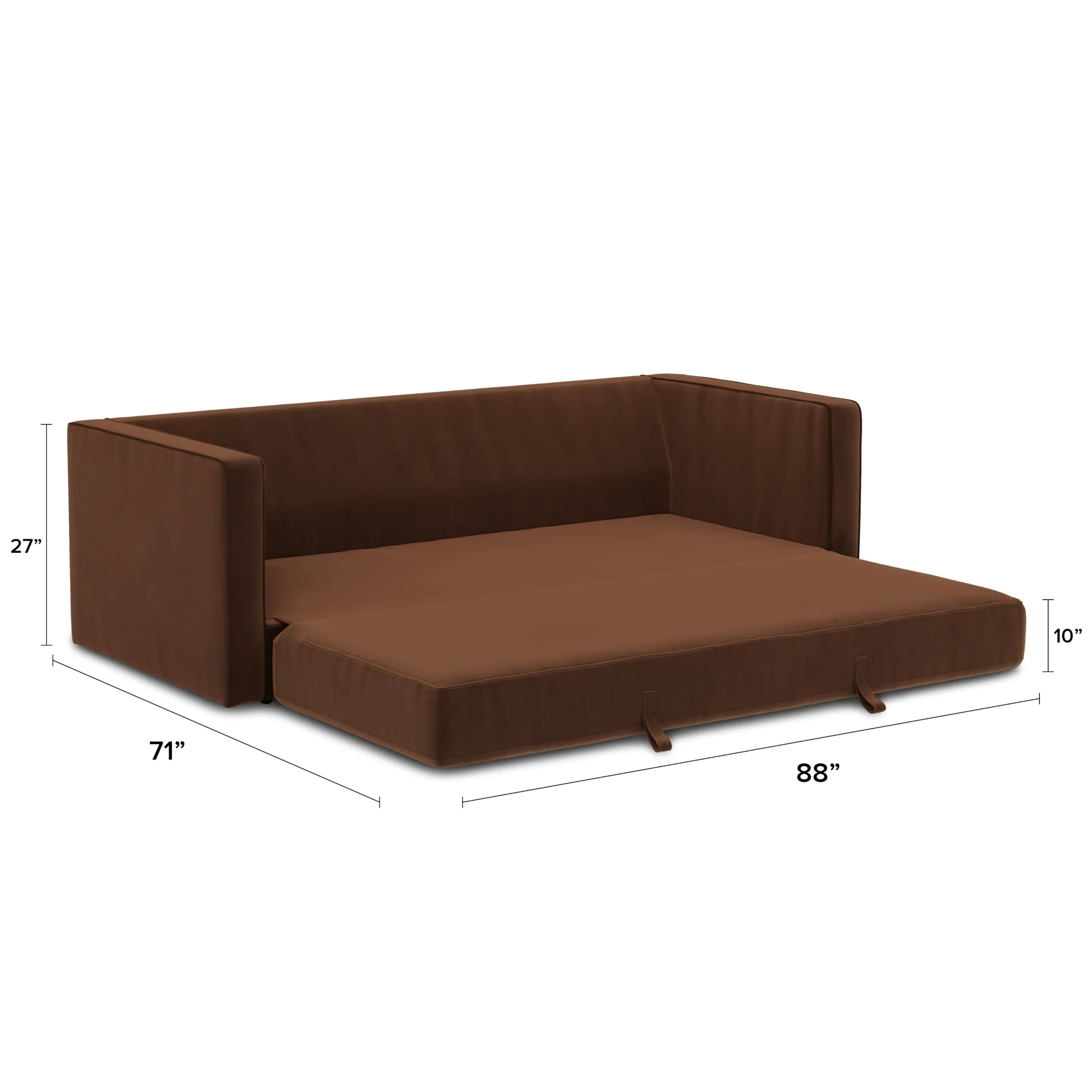 Sven 88_ Tufted Velvet Sofa Bed - Plush Pacific Brown - Image 7