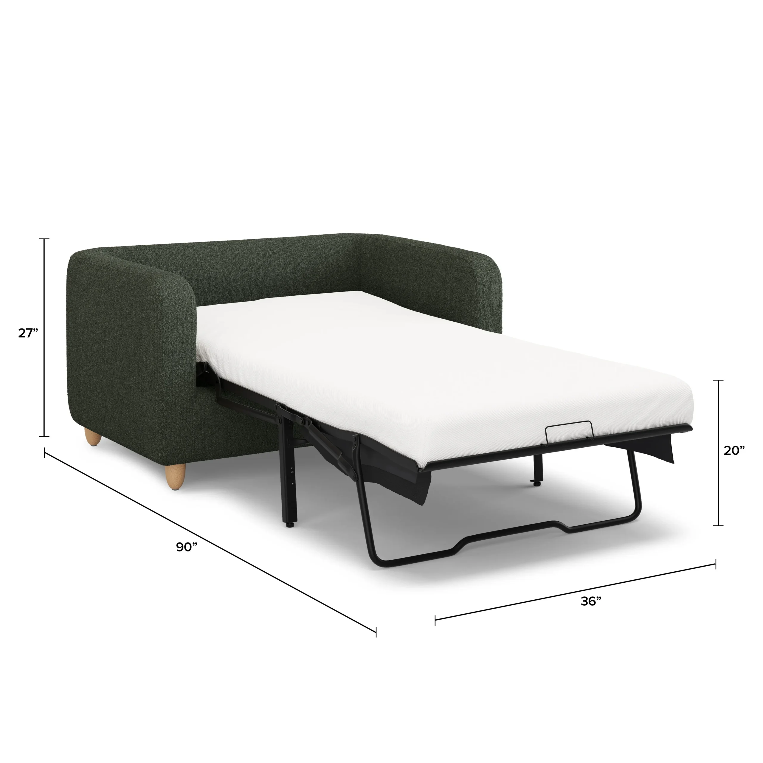 Vati 53_ Sleeper Chair - Green Wool Bouclé - Image 5
