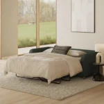 Vati 80_ Sofa Bed - Natural Oak and Green Wool Bouclé