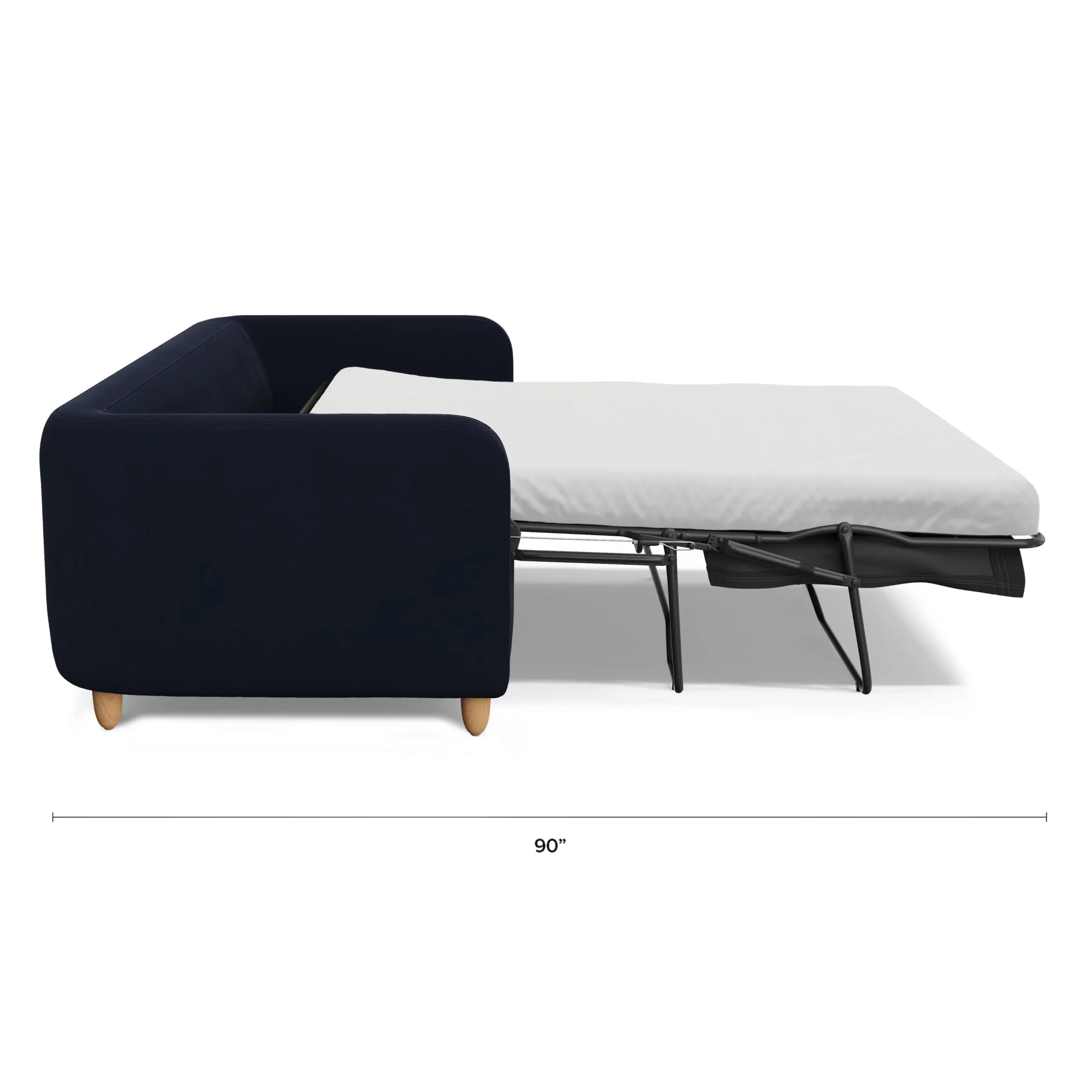 Vati 80_ Velvet Sofa Bed - Natural Oak and Hale Ink - Image 8