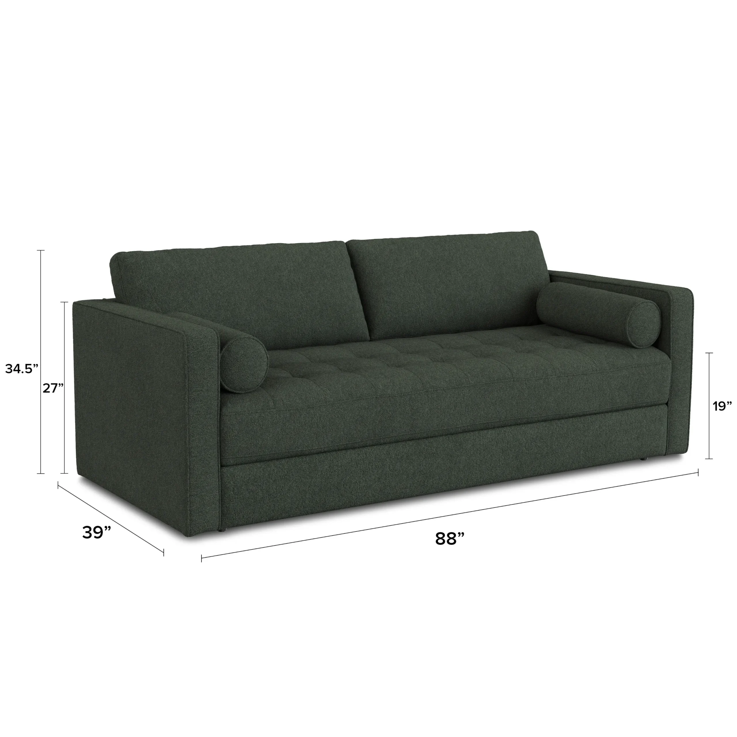 Sven 88_ Tufted Sofa Bed - Green Wool Bouclé - Image 9