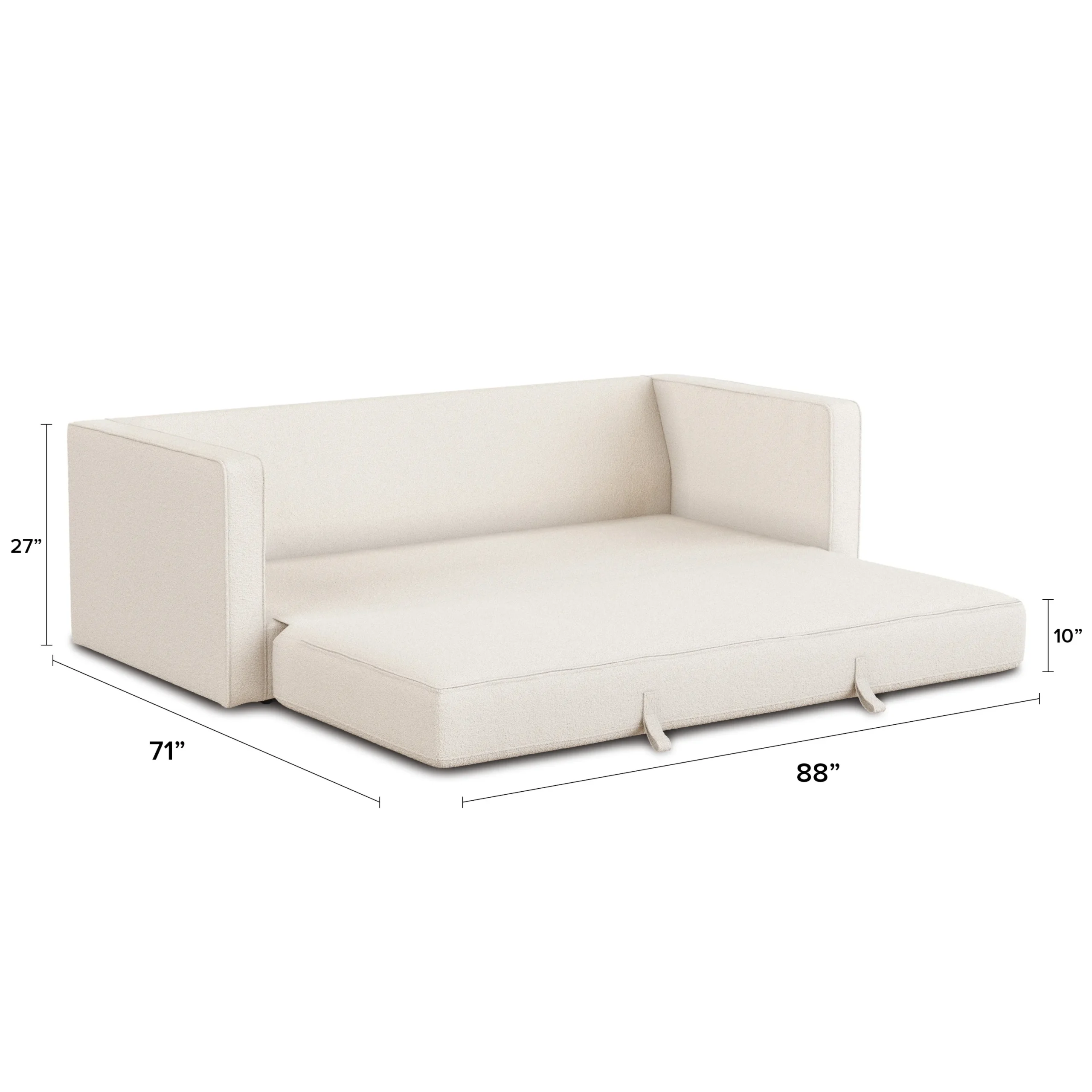Sven 88_ Tufted Sofa Bed - Ivory Wool Bouclé - Image 7