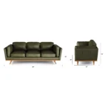 Timber 90_ Leather Sofa - Charme Green