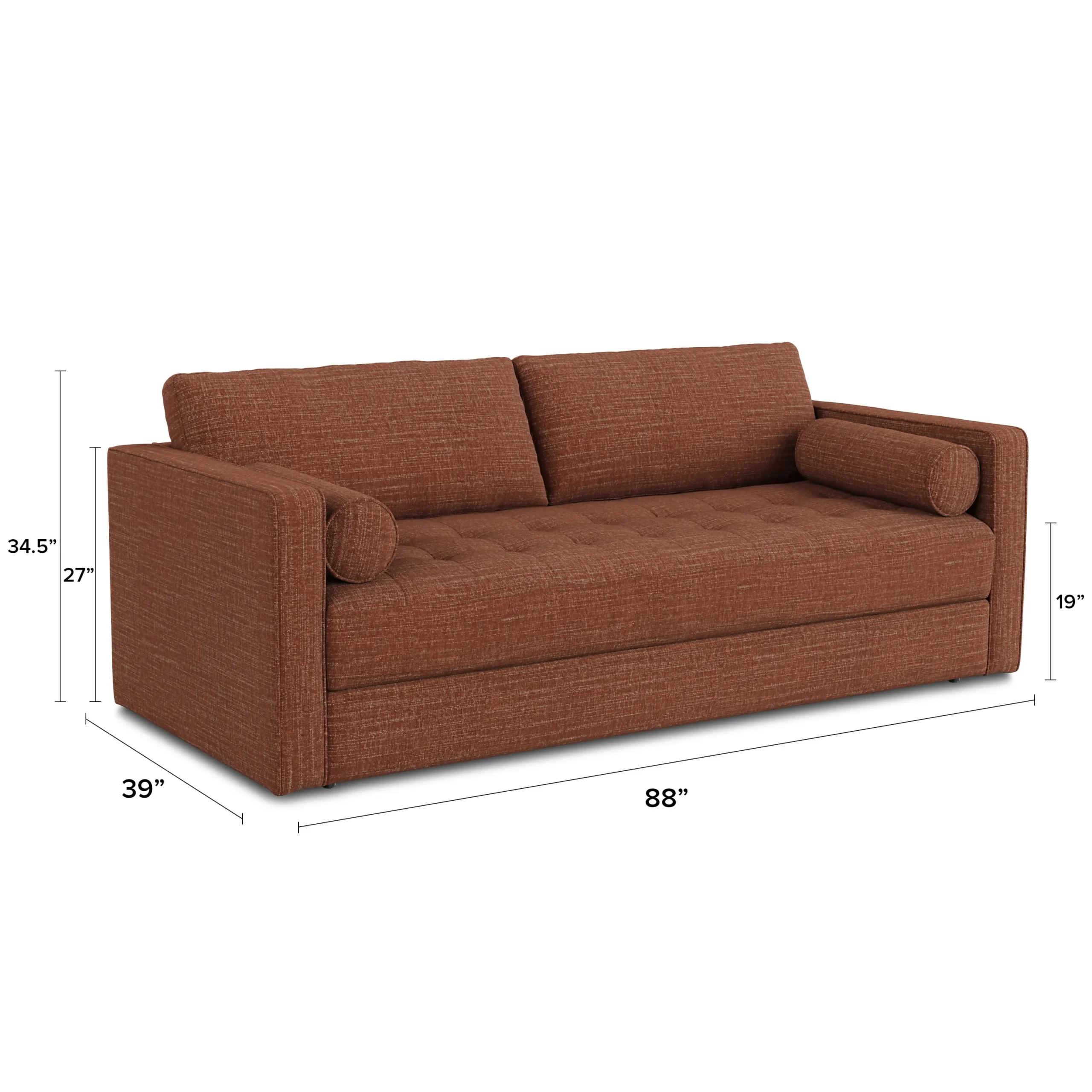 Sven 88_ Tufted Sofa Bed - Napa Rust - Image 9