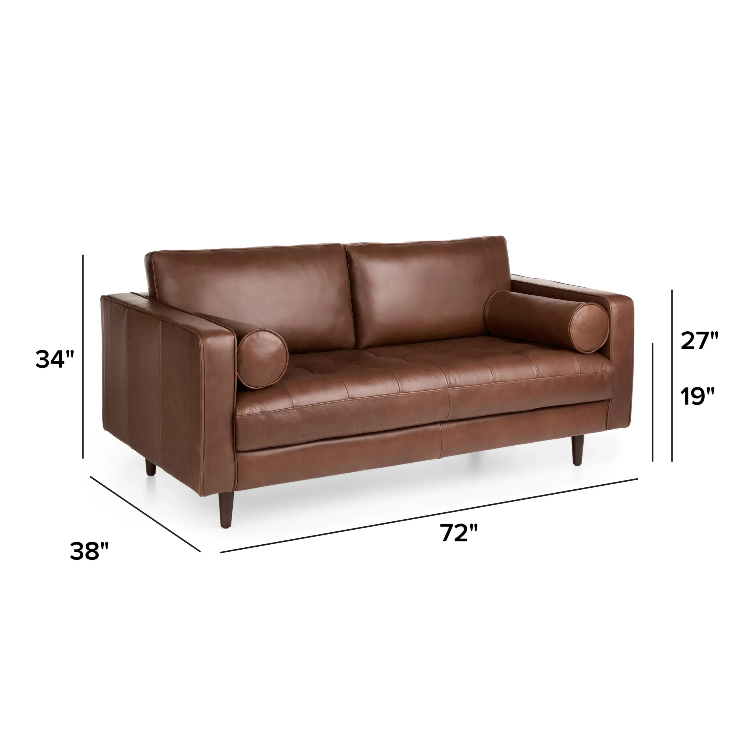 Sven 72_ Tufted Leather Loveseat - Taos Brown - Image 2