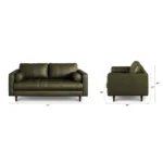 Sven 72_ Tufted Leather Loveseat - Charme Green