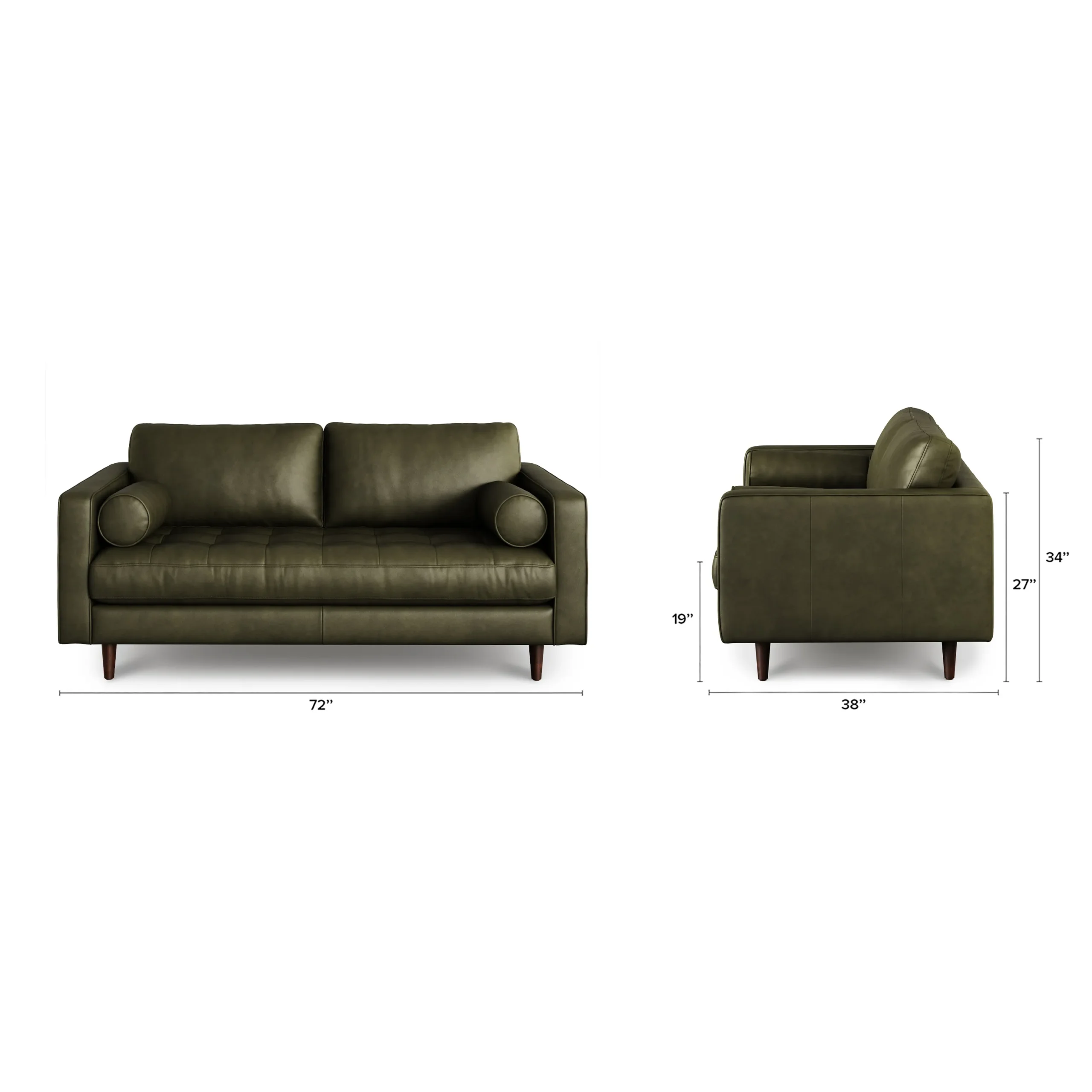 Sven 72_ Tufted Leather Loveseat - Charme Green - Image 2
