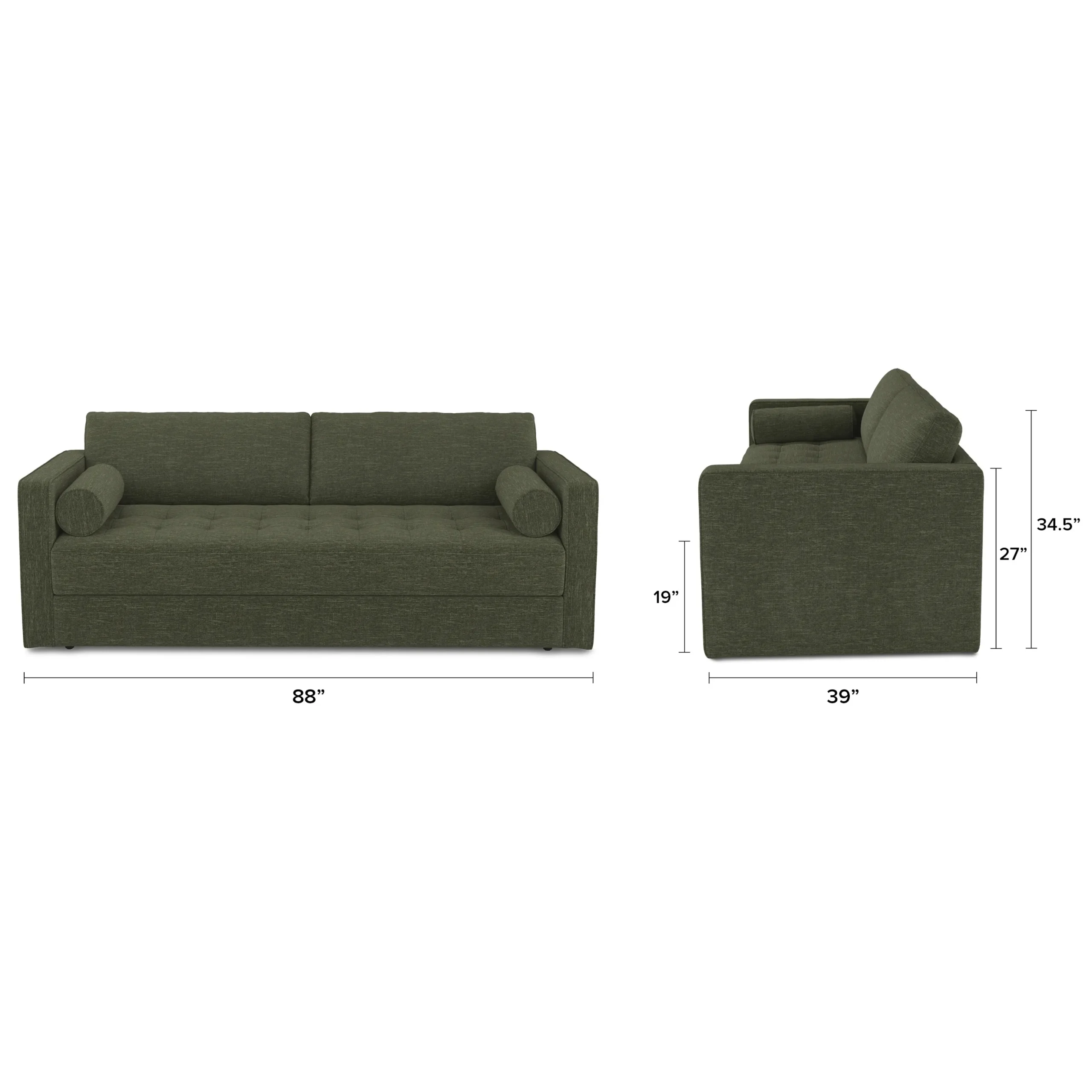 Sven 88_ Tufted Sofa Bed - Fir Green - Image 6