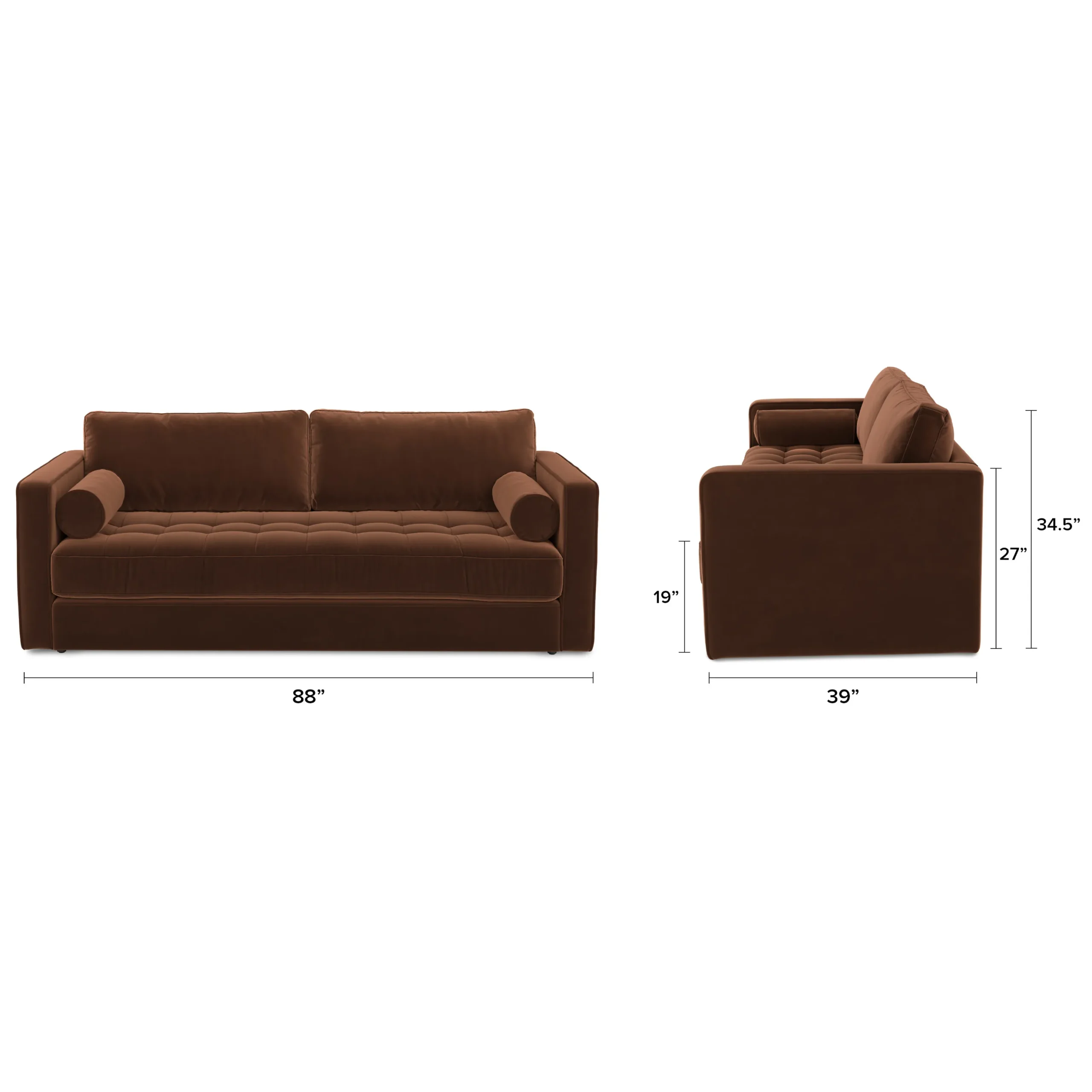 Sven 88_ Tufted Velvet Sofa Bed - Plush Pacific Brown - Image 6