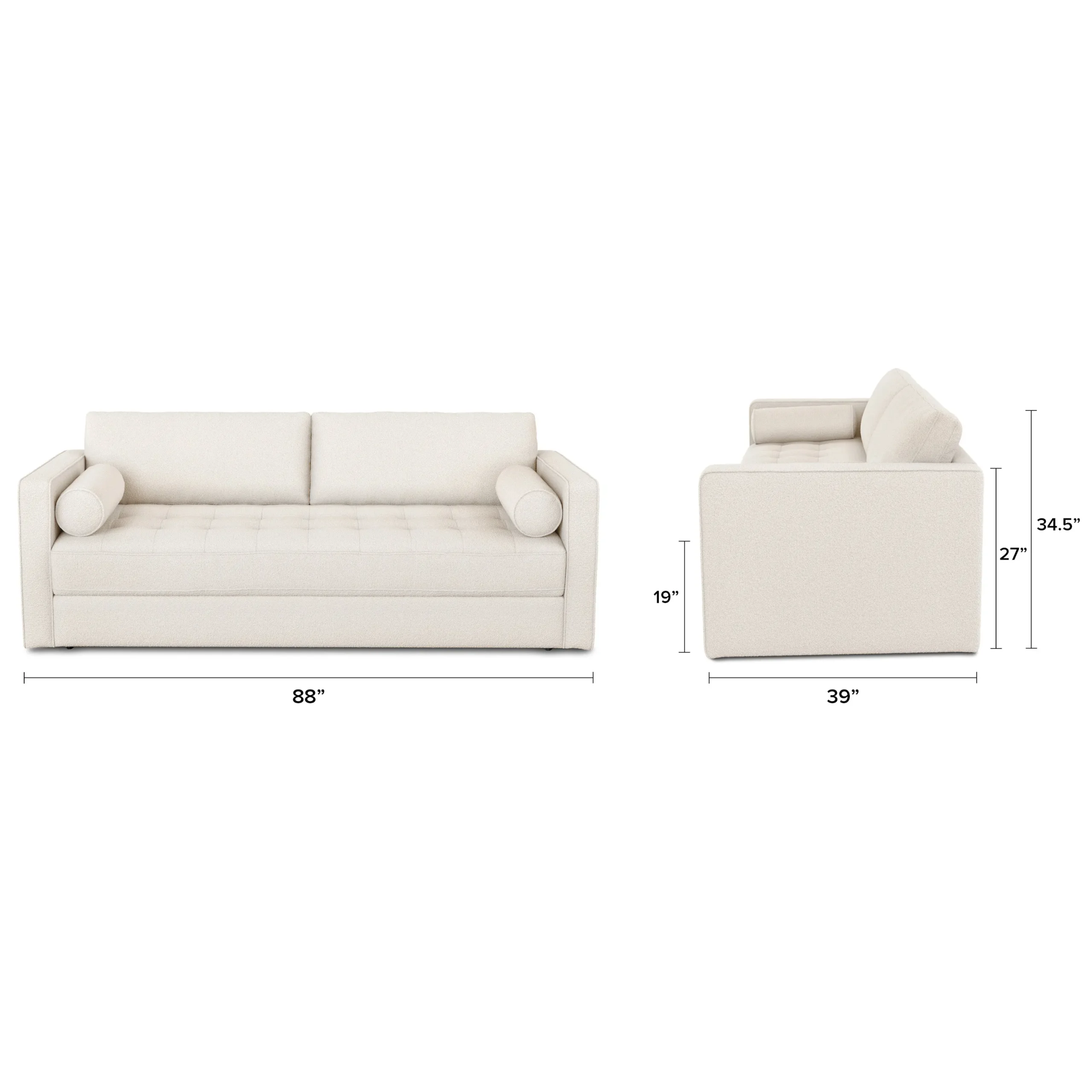 Sven 88_ Tufted Sofa Bed - Ivory Wool Bouclé - Image 6