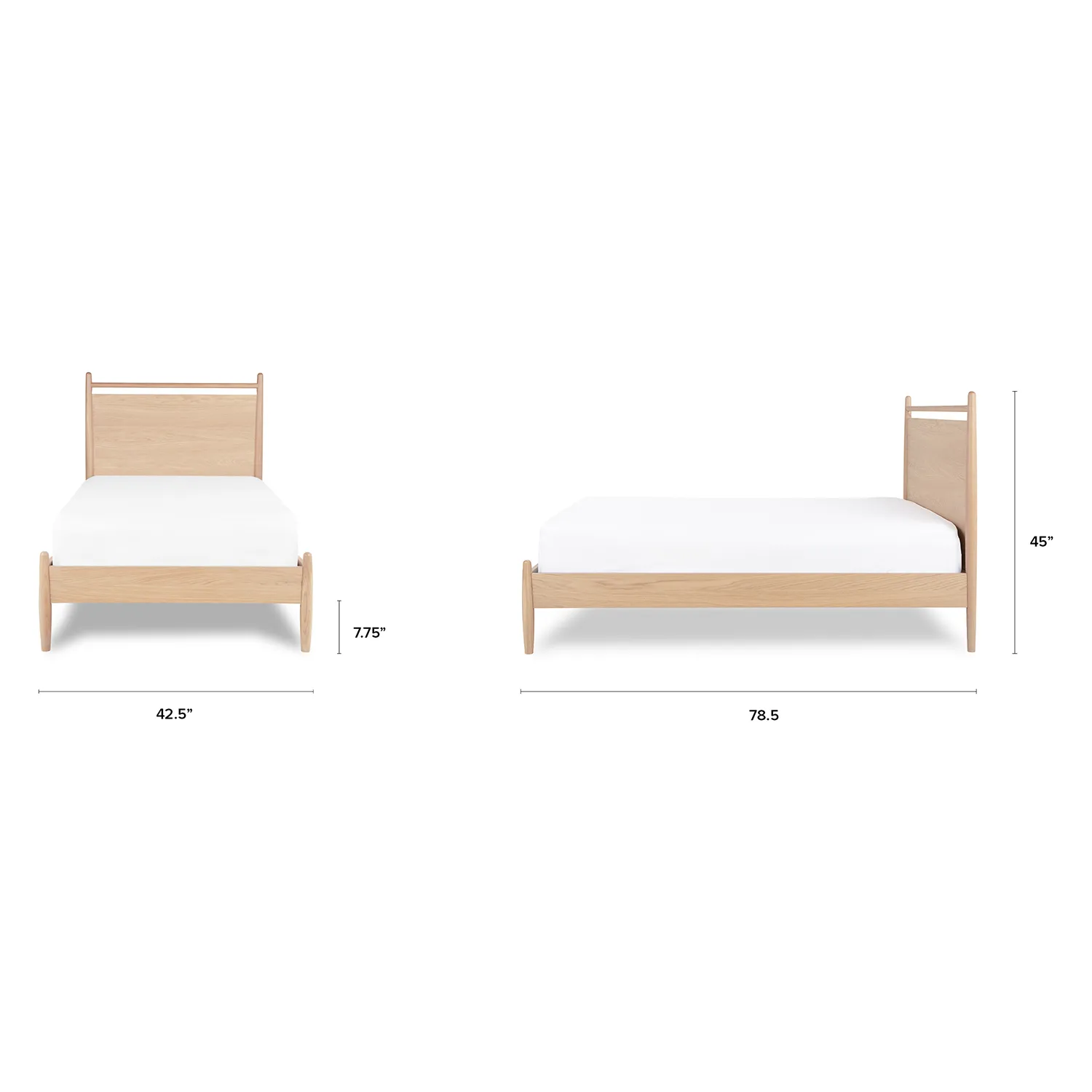 Lenia Twin Panel Bed - White Oak - Image 2