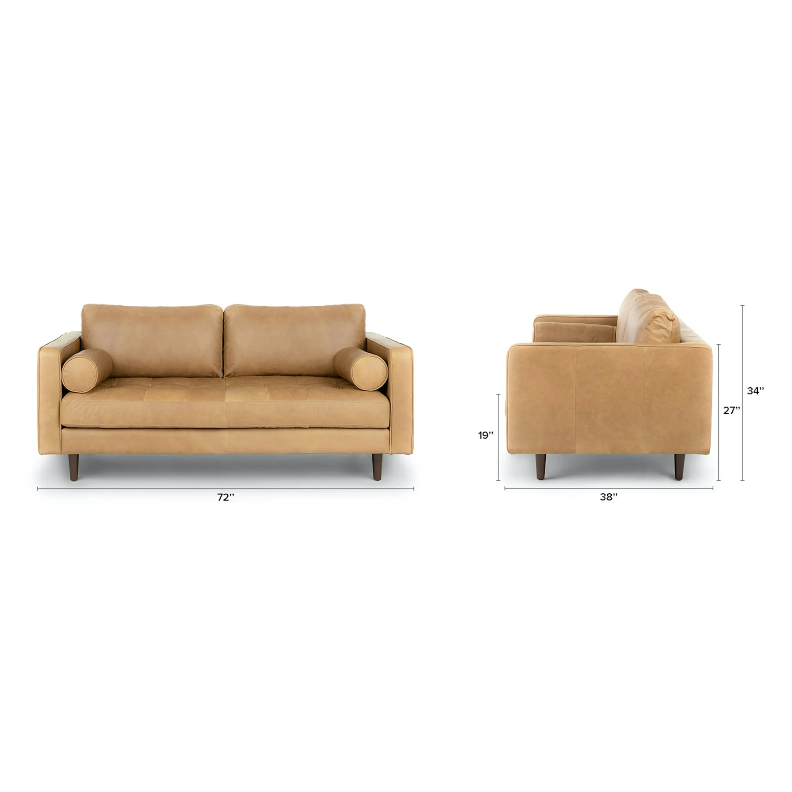 Sven 72_ Tufted Leather Loveseat - Charme Tan - Image 14