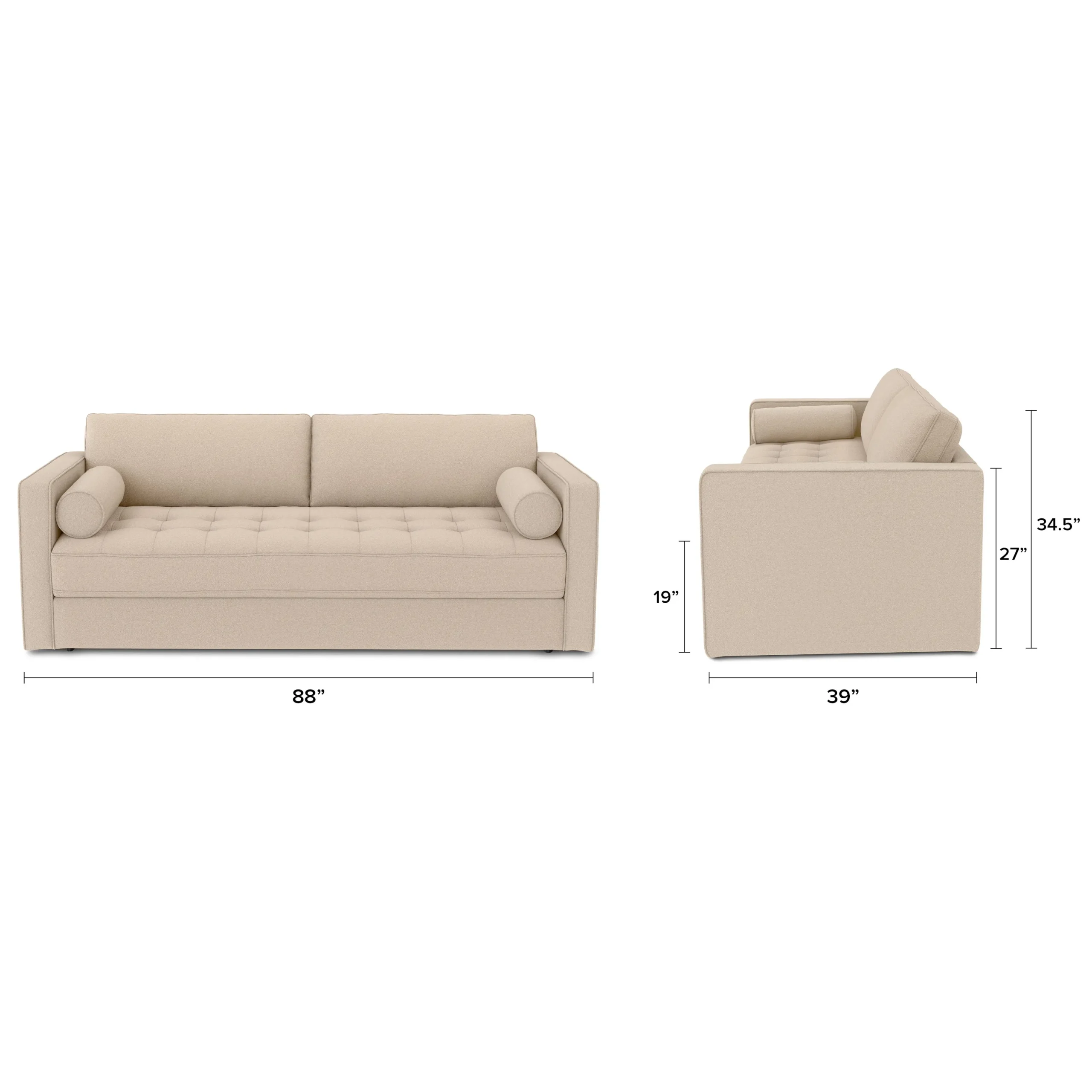 Sven 88_ Tufted Sofa Bed - Ratine Buff - Image 6