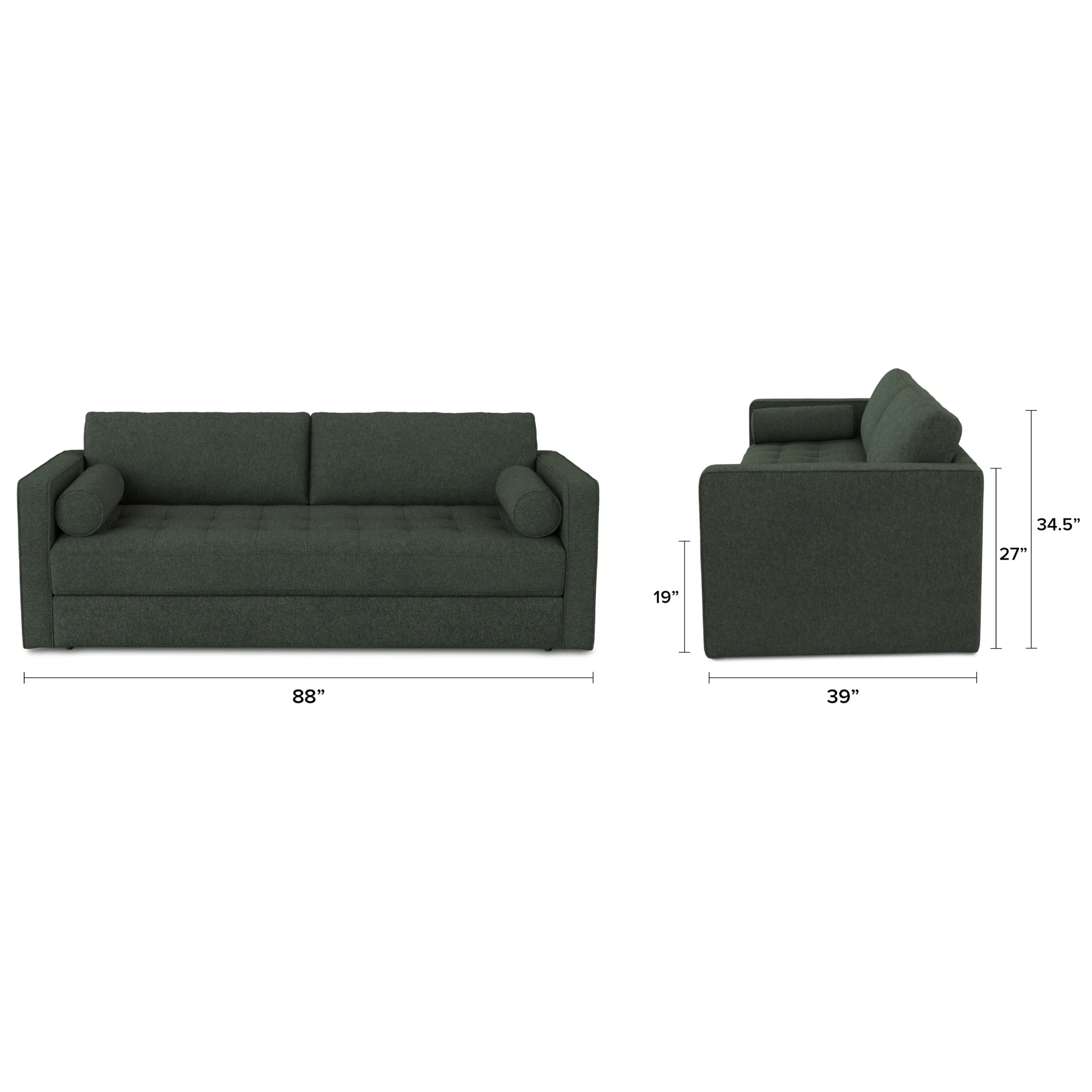 Sven 88_ Tufted Sofa Bed - Green Wool Bouclé - Image 7