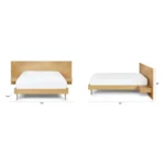 Nera Queen Low Profile Bed with Nightstands Set - Oak