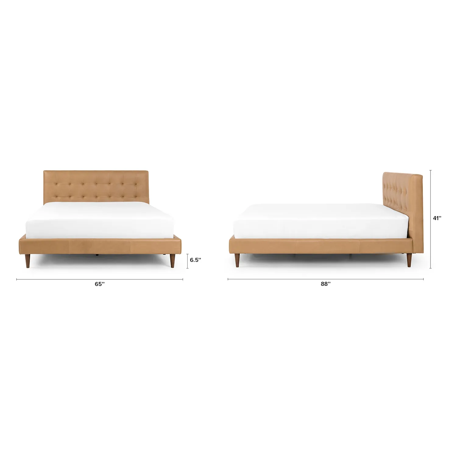 Sven Queen Tufted Leather Bed - Charme Tan - Image 2