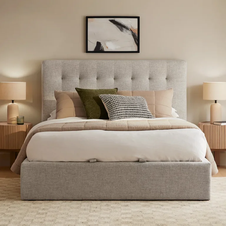 Sven Queen Tufted Storage Bed - Birch Ivory