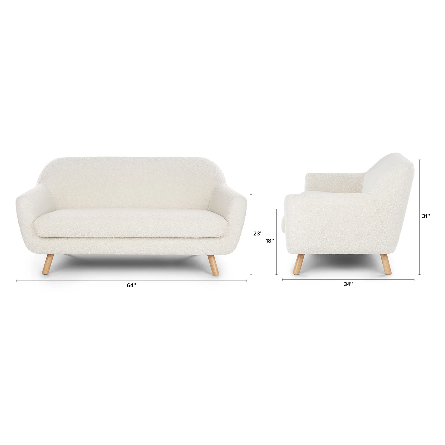 Gabriola 64_ Loveseat - Ivory Bouclé - Image 16