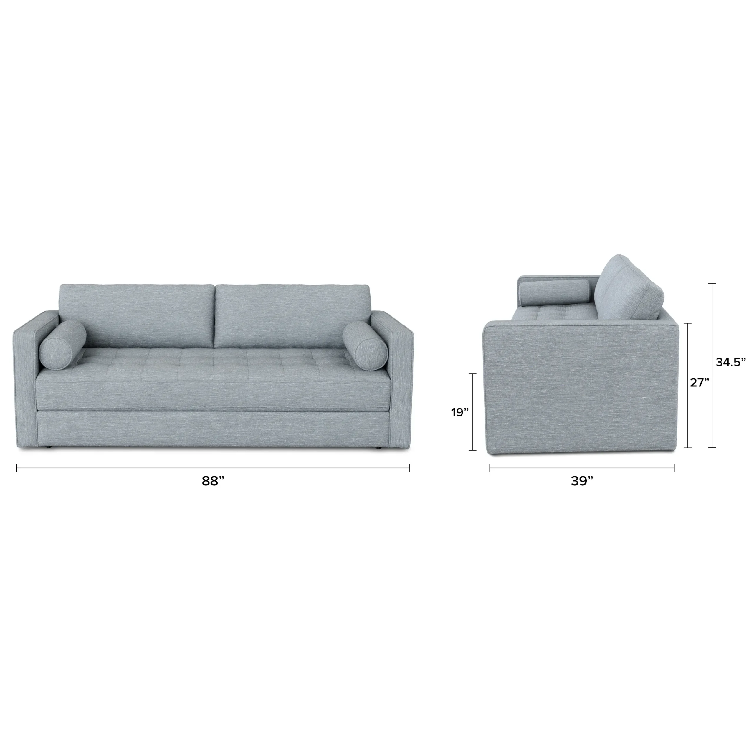 Sven 88_ Tufted Sofa Bed - Silver Light Blue - Image 7