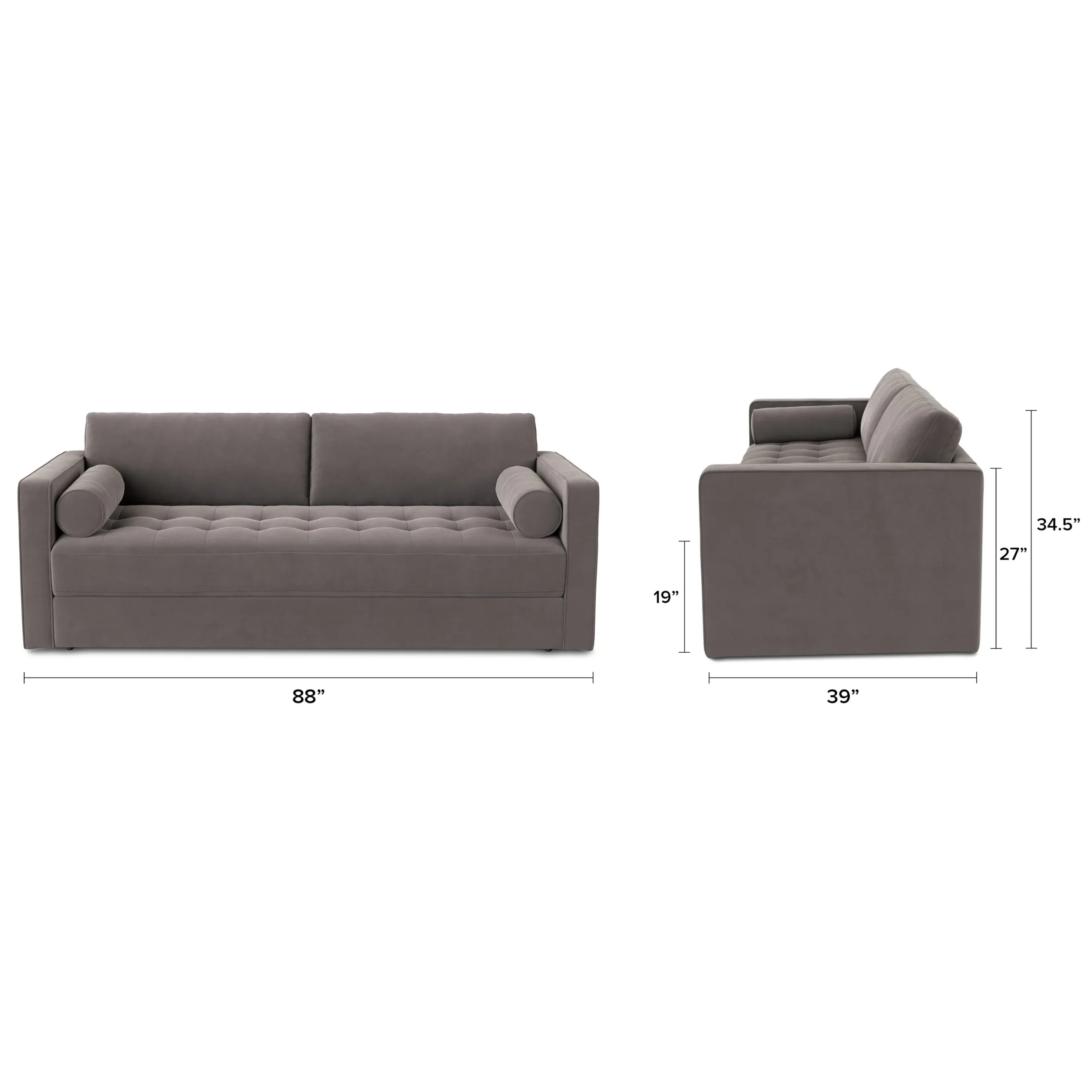 Sven 88_ Tufted Velvet Sofa Bed - Hale Warm Gray - Image 7