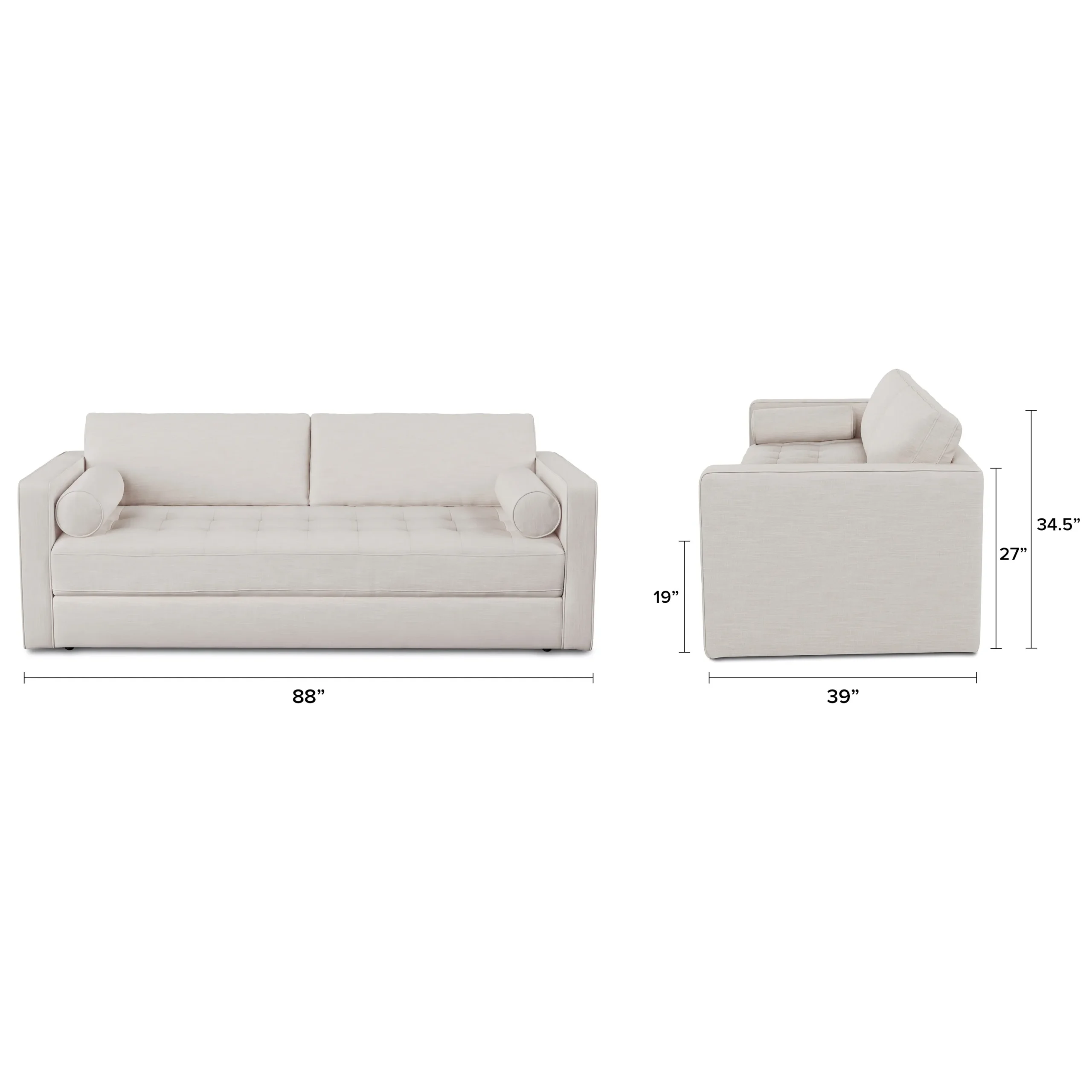 Sven 88_ Tufted Sofa Bed - Biscuit Cream - Image 7