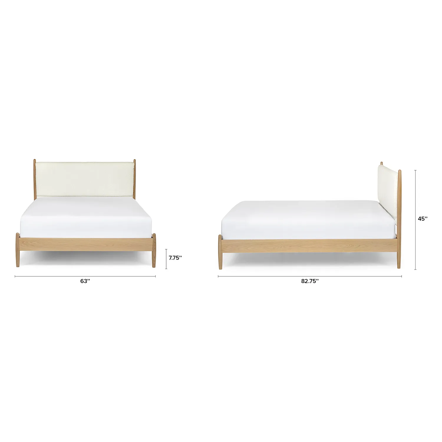 Lenia Queen Upholstered Bed - White Oak and Lunaria White Bouclé - Image 11