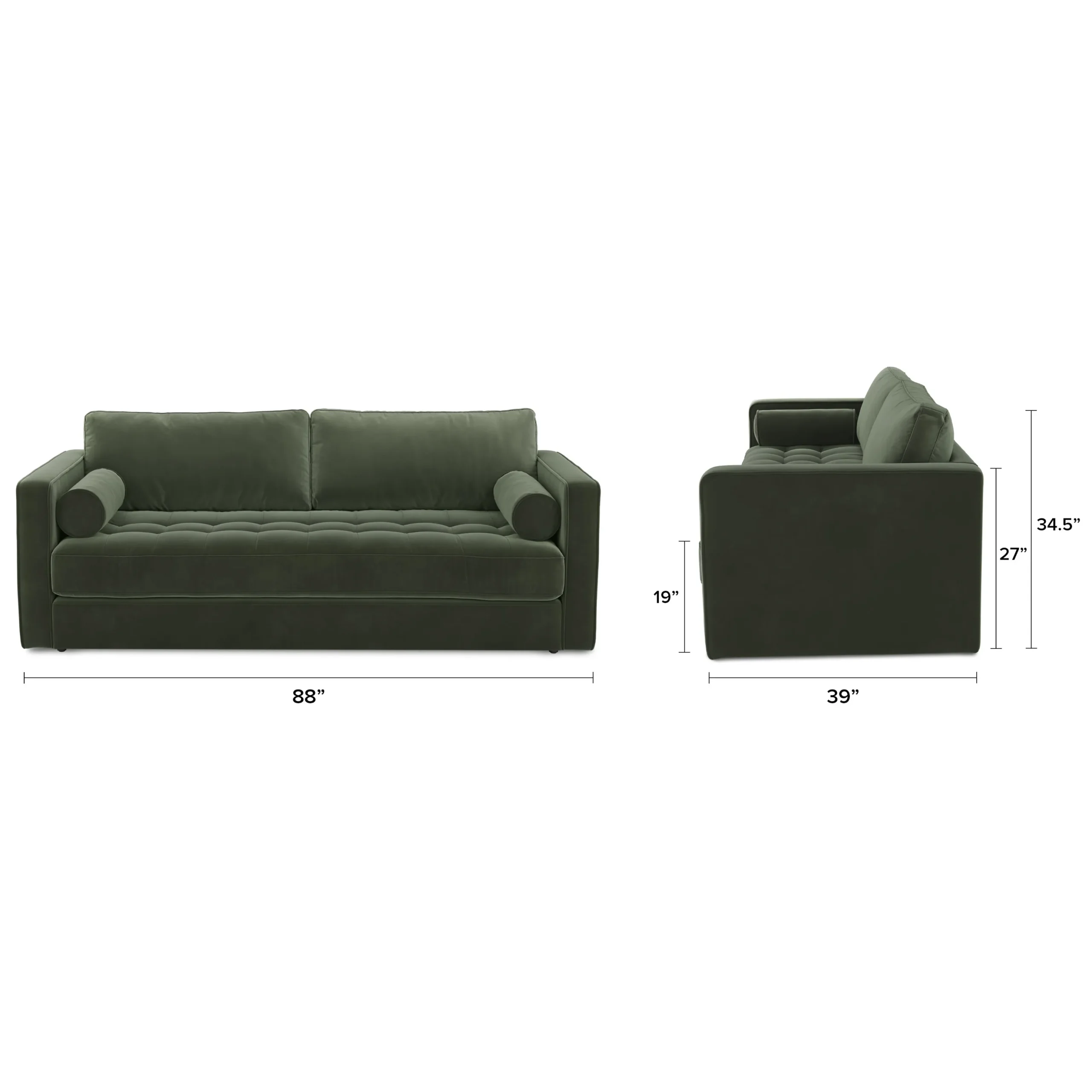 Sven 88_ Tufted Velvet Sofa Bed - Plush Pacific Green - Image 9