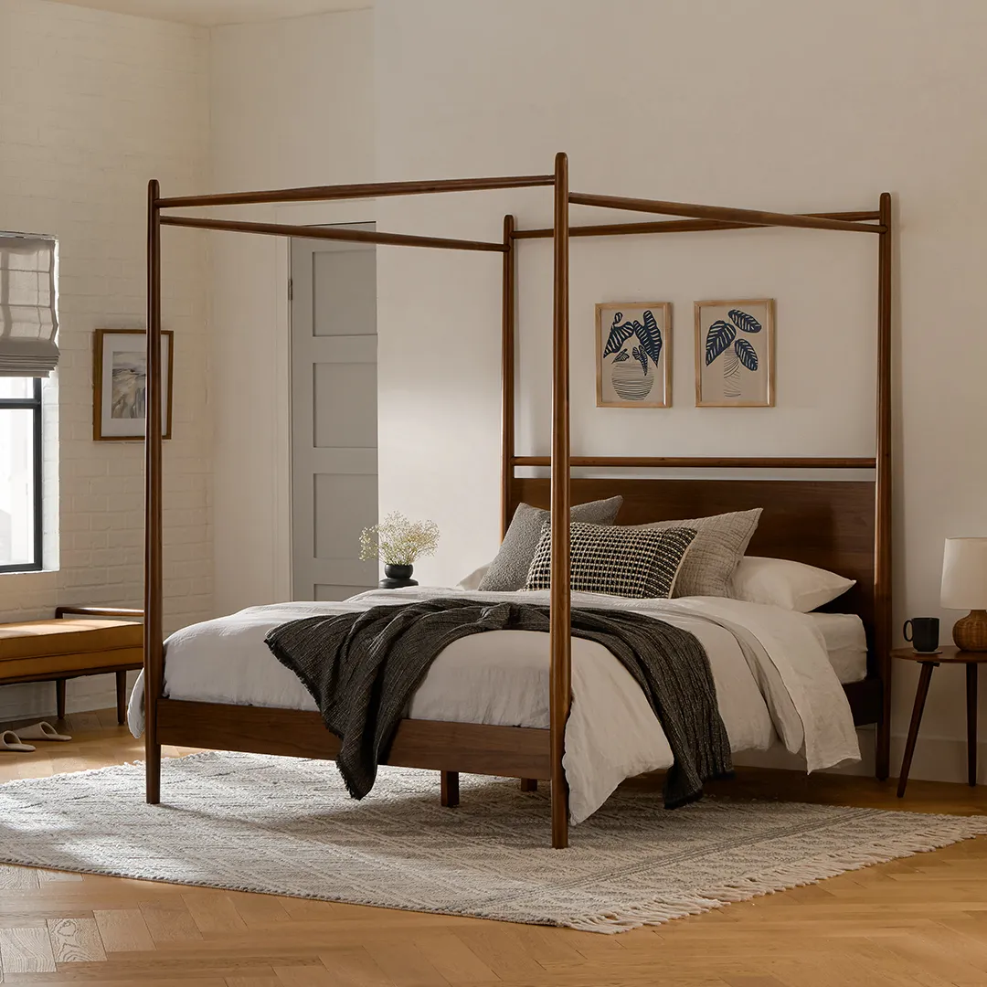 Lenia Queen Canopy Bed - Walnut