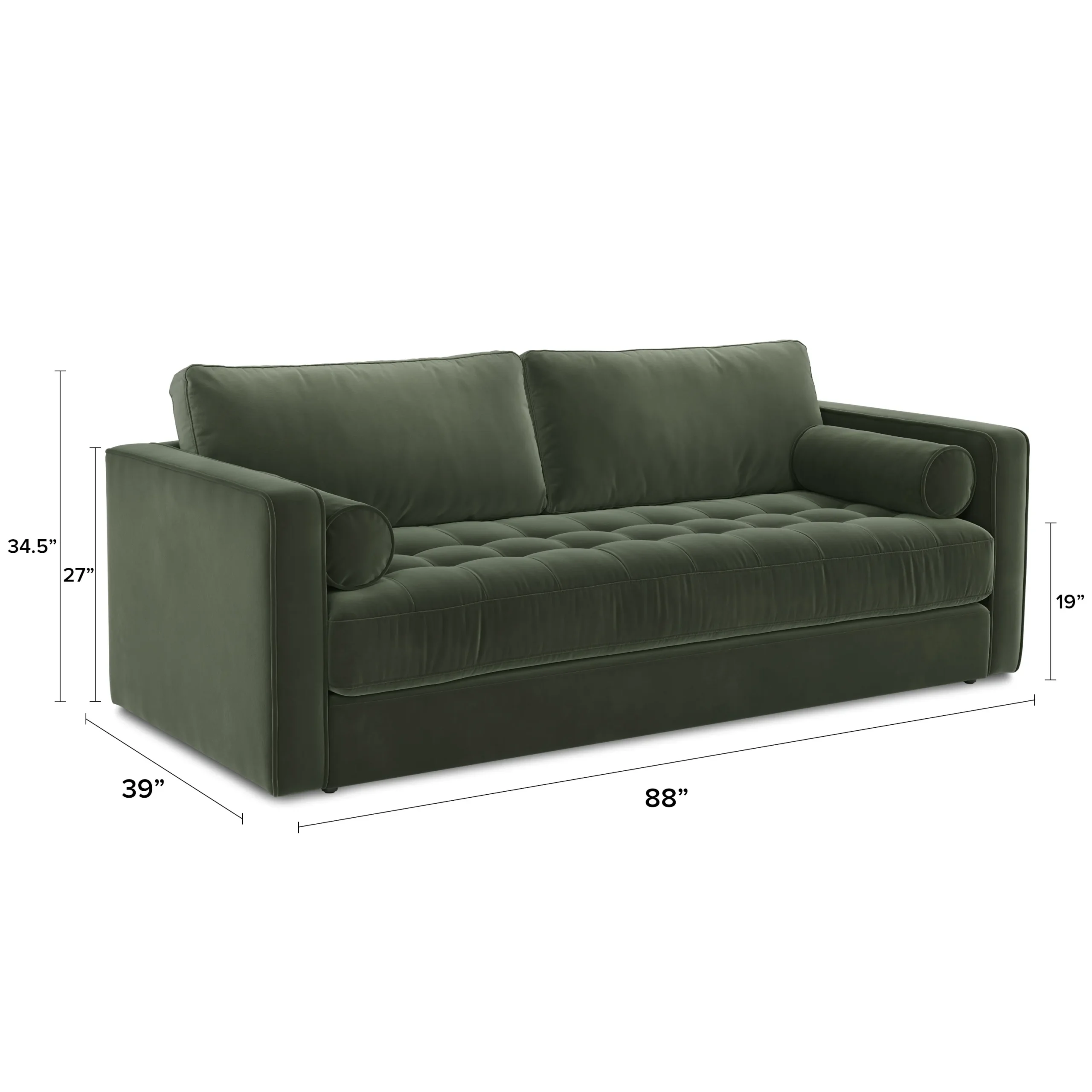 Sven 88_ Tufted Velvet Sofa Bed - Plush Pacific Green - Image 8