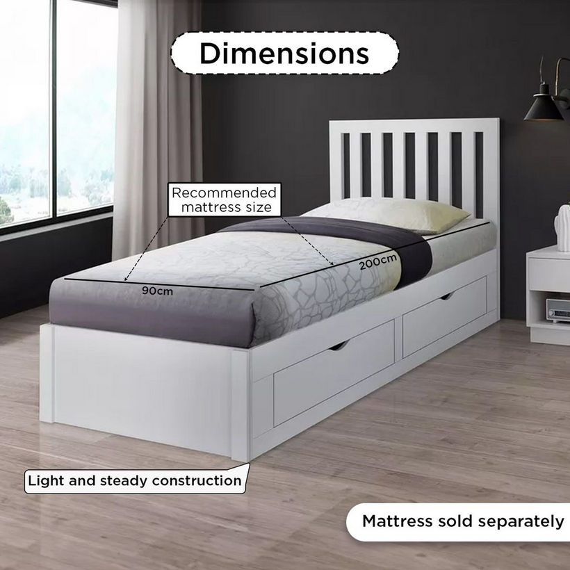 Movo Patara Single Bed with 4 Drawers - 90x200 cm - Image 5