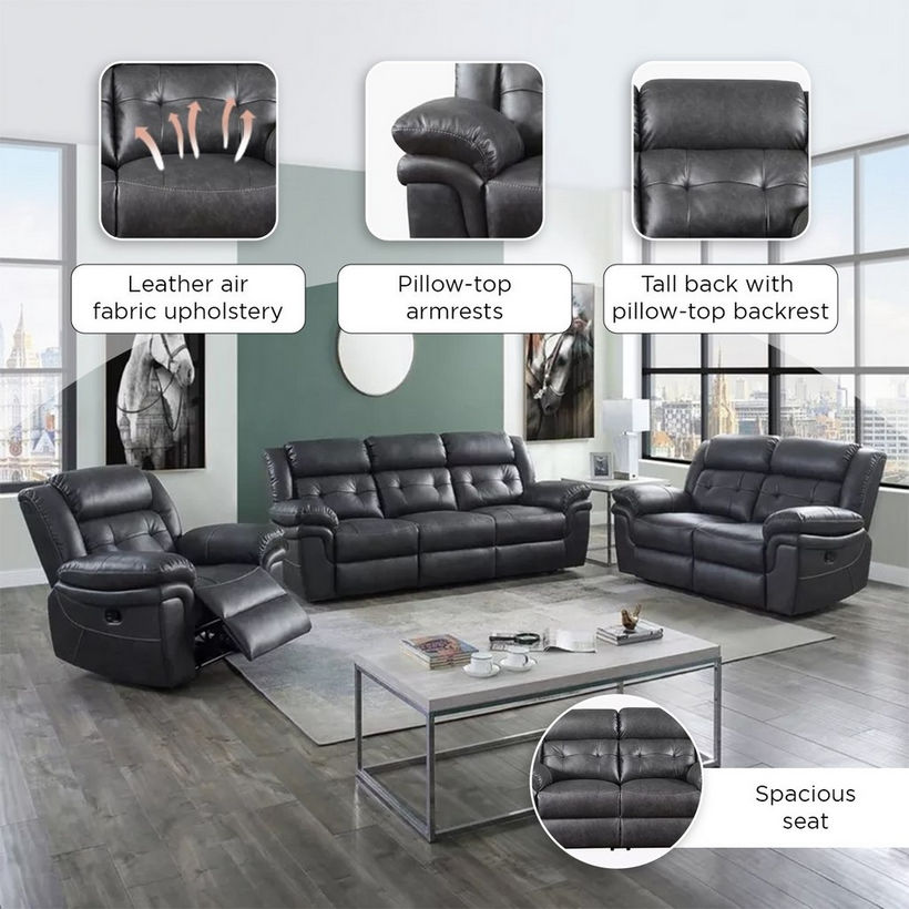 Bradley 2-Seater Leather-Look Fabric Recliner Sofa - Image 6