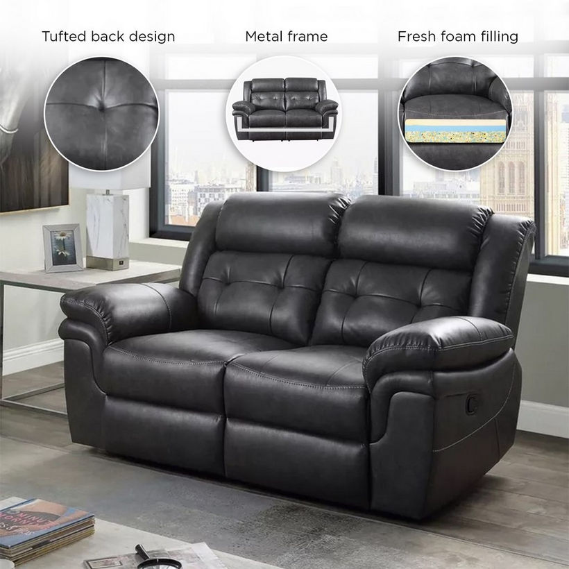 Bradley 2-Seater Leather-Look Fabric Recliner Sofa - Image 7