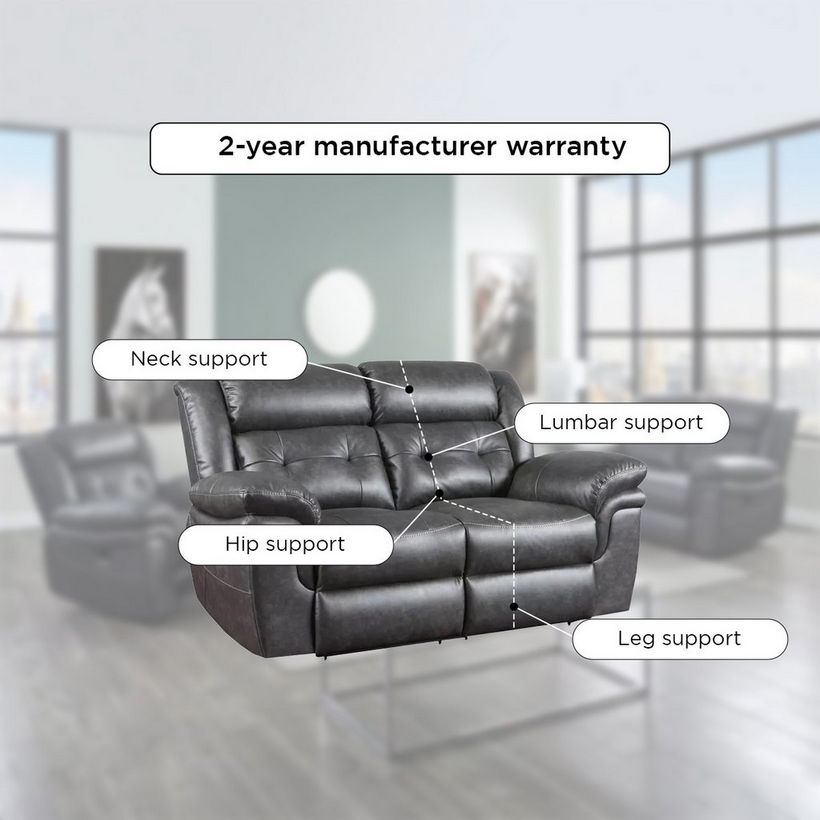 Bradley 2-Seater Leather-Look Fabric Recliner Sofa - Image 9