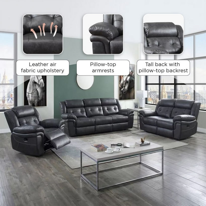 Bradley 1-Seater Leather-Look Fabric Recliner Sofa - Image 11