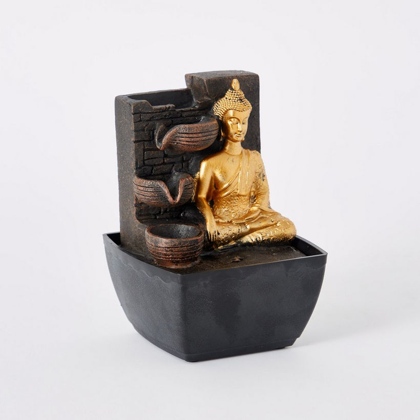 Mini Buddha Fountain with Yellow Light - 13x12x18 cm - Image 2