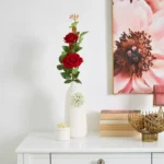 Aria 3-Heads Velvet Rose Stem - 76 cm