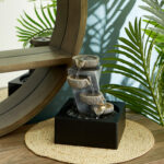 Amber Modern Twisted Fountain with 1 Yellow Light - 18x18x25 cm