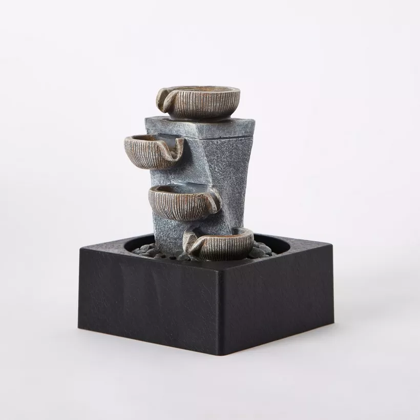 Amber Modern Twisted Fountain with 1 Yellow Light - 18x18x25 cm - Image 2