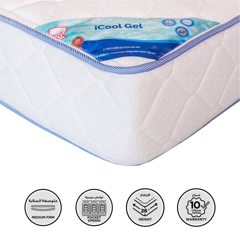 SleepLuxe iCool Gel infused Memory Foam Medium Firm Pocket Spring Single Mattress - 90x190x25 cm