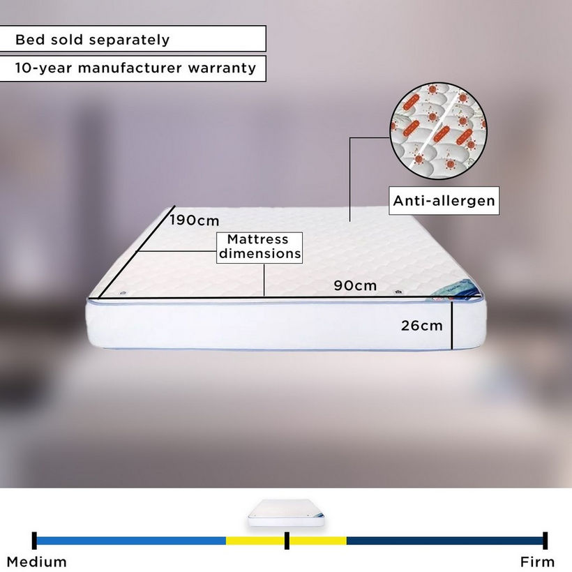SleepLuxe iCool Gel infused Memory Foam Medium Firm Pocket Spring Single Mattress - 90x190x25 cm - Image 8