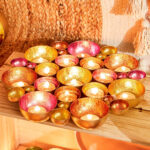 Zoha Foiled Metal Flower Tealight Candleholder - 30x30x4 cm