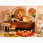 Zoha Foiled Metal Flower Tealight Candleholder - 30x30x4 cm
