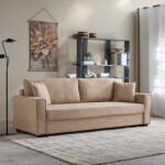 Cyrus 3-Seater Pull-Out Sofa Bed with Storage and 2 Cushions