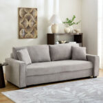 Cyrus 3-Seater Pull-Out Sofa Bed with Storage and 2 Cushions