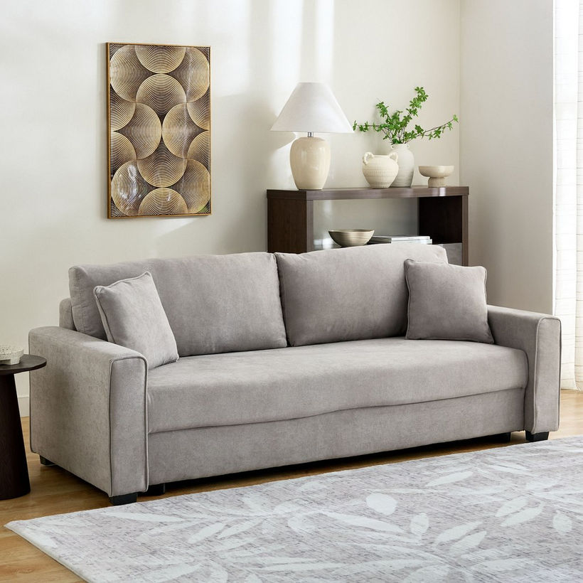 Cyrus 3-Seater Pull-Out Sofa Bed with Storage and 2 Cushions - Image 3