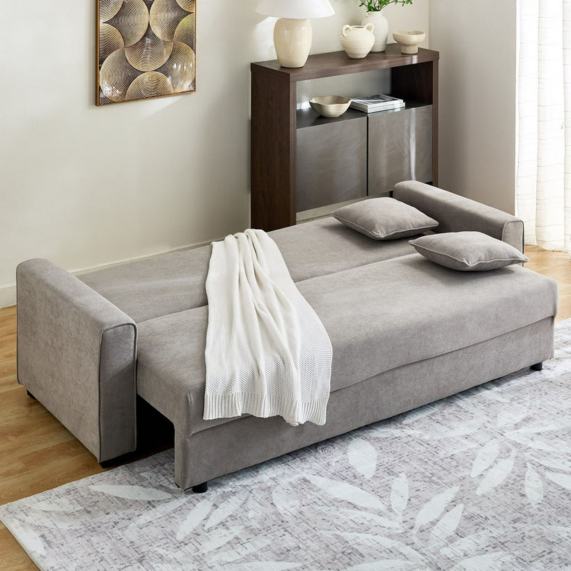 Cyrus 3-Seater Pull-Out Sofa Bed with Storage and 2 Cushions - Image 6