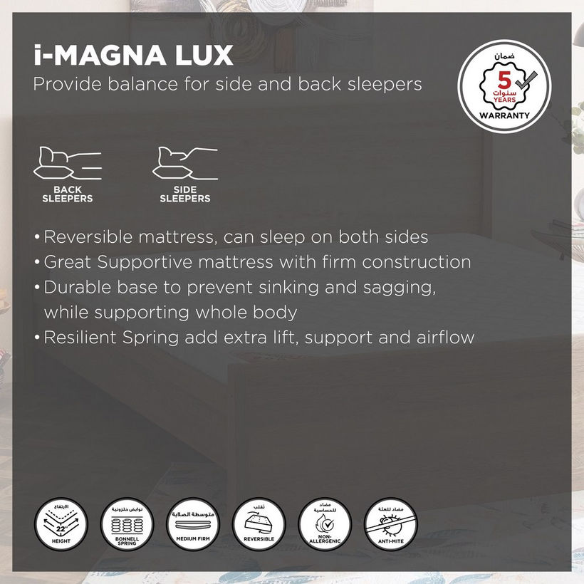 SleepEase iMagna Lux High Resilience Foam Bonnell Spring King Mattress - 180x210x22 cm - Image 5