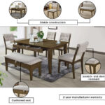 Mocha 6-Seater Dining Set with Bench